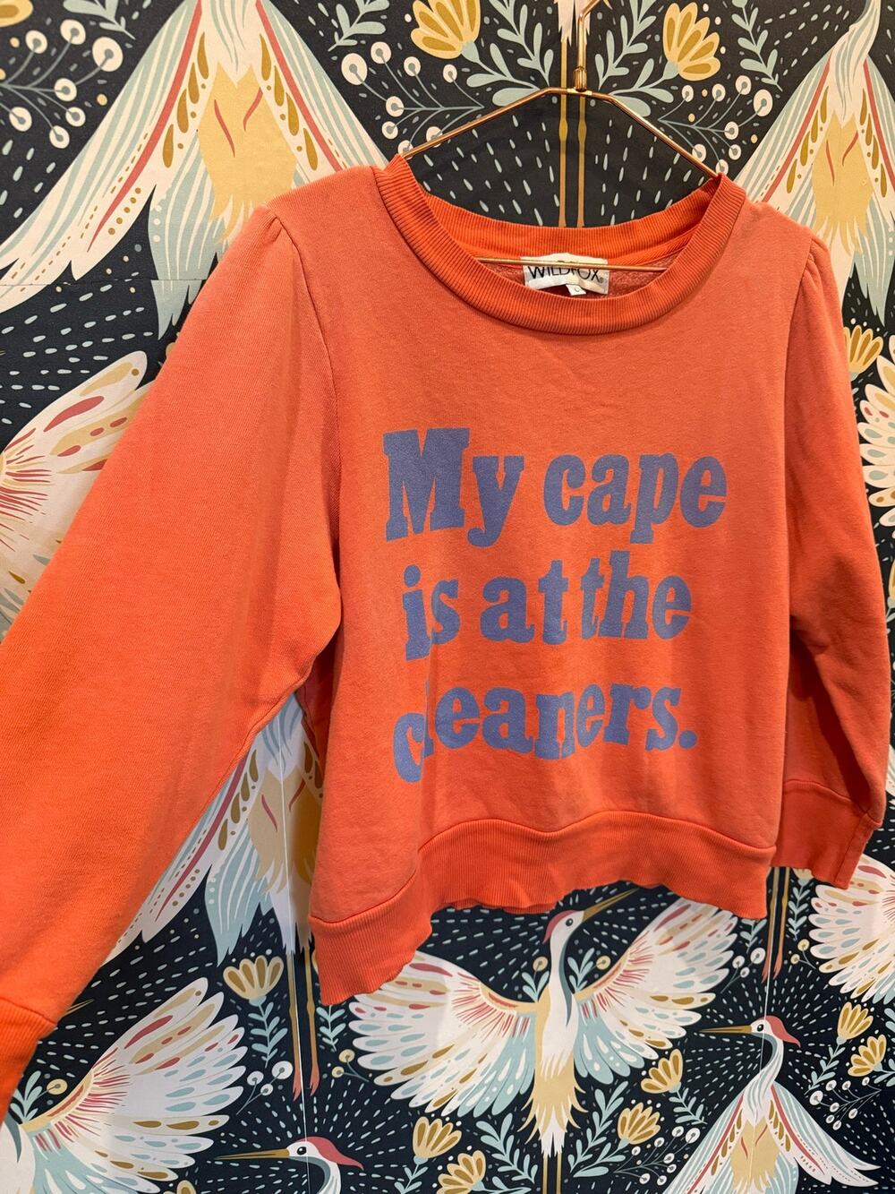 Wildfox cropped “my cape is at the cleaners” sweatshirt L